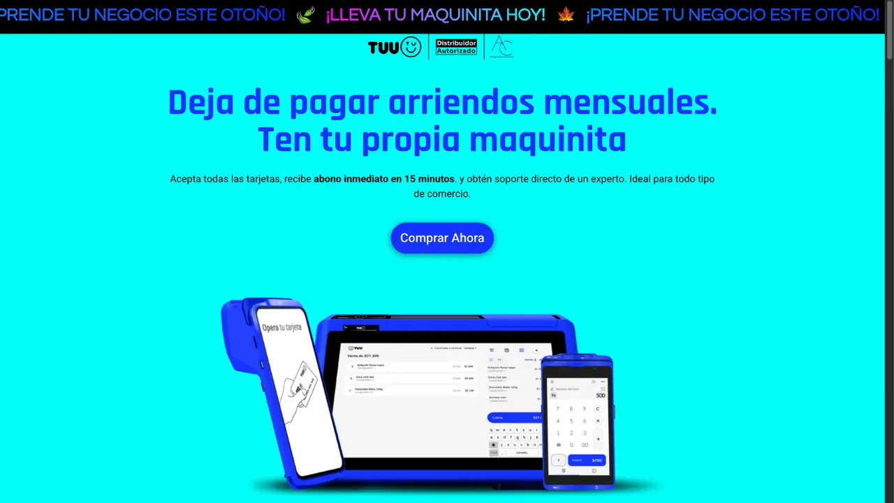 Captura del sitio web de TUU ALONG