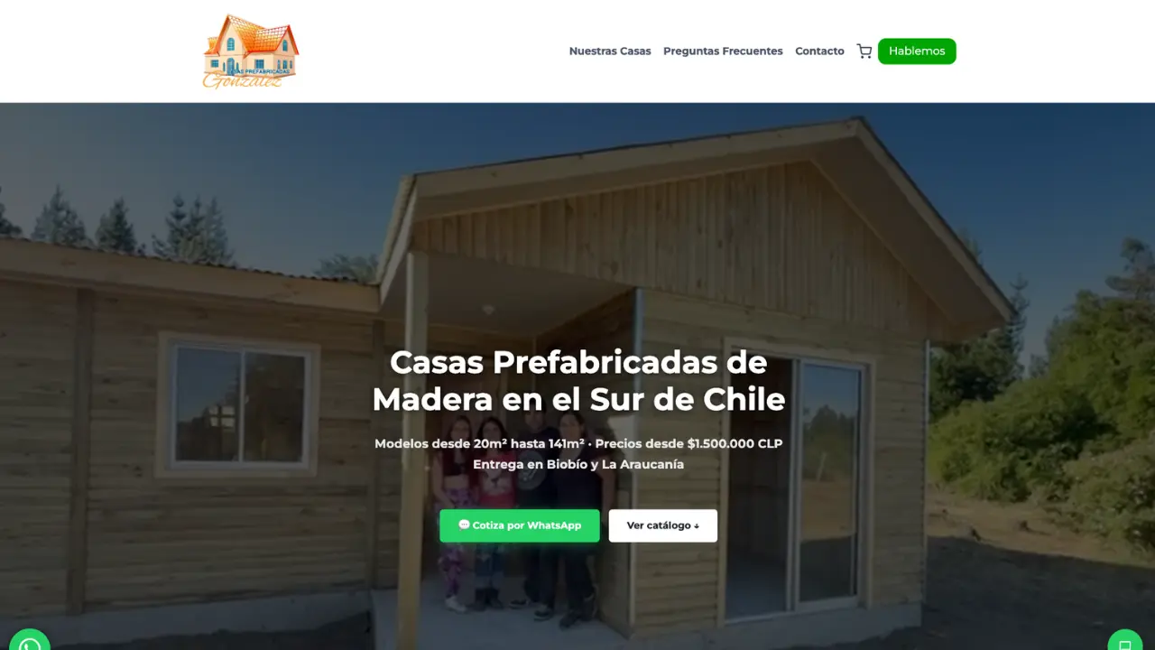 Captura del sitio web de CASAS GONZÁLEZ