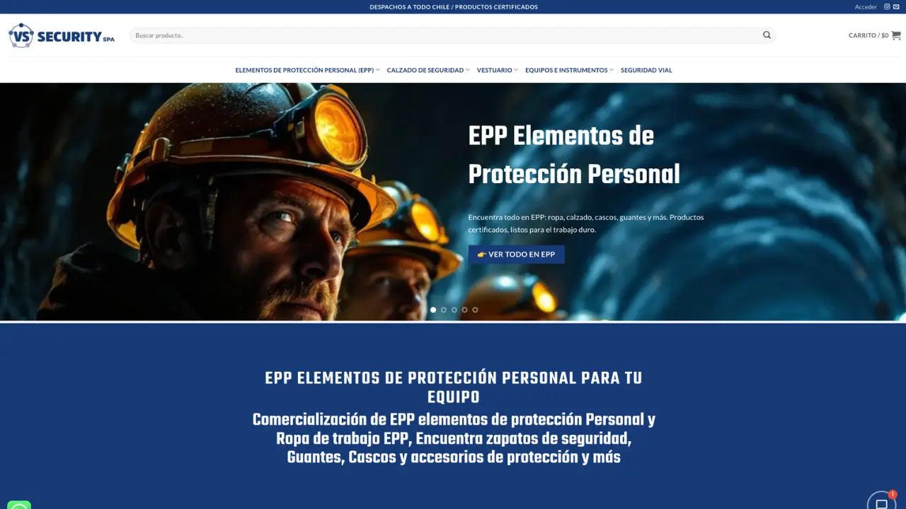 Captura del sitio web de VS SECURITY